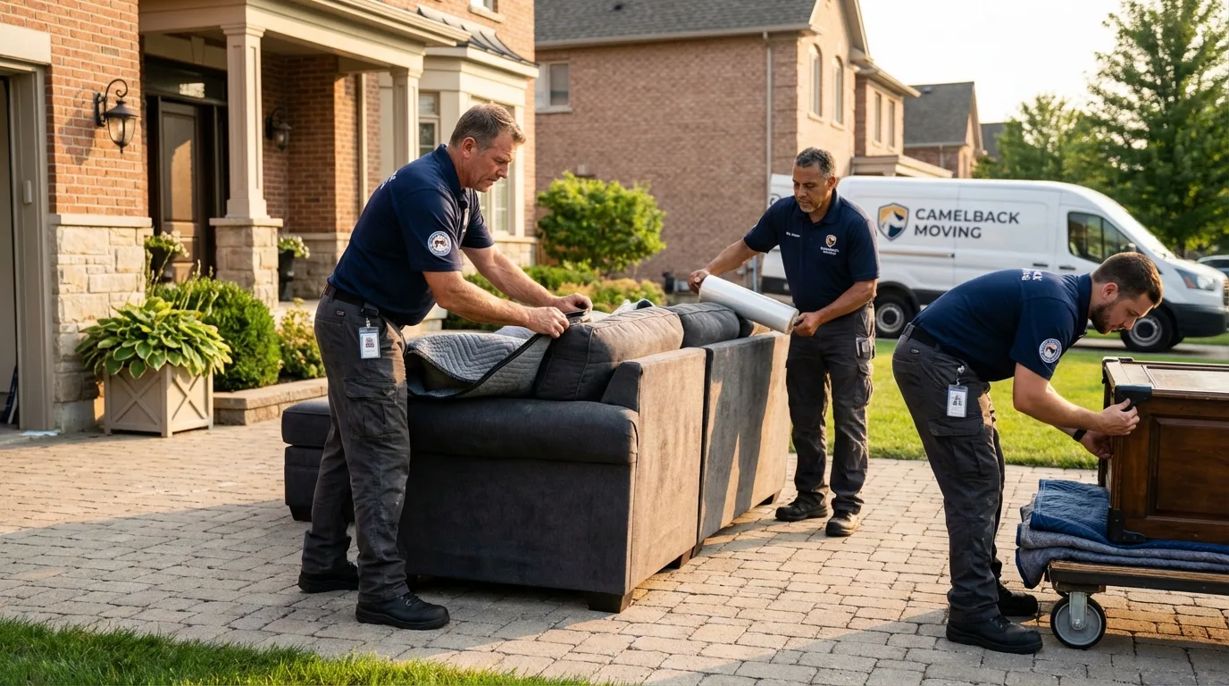 Large estate moving crew wrapping furniture in Dulac, LA
